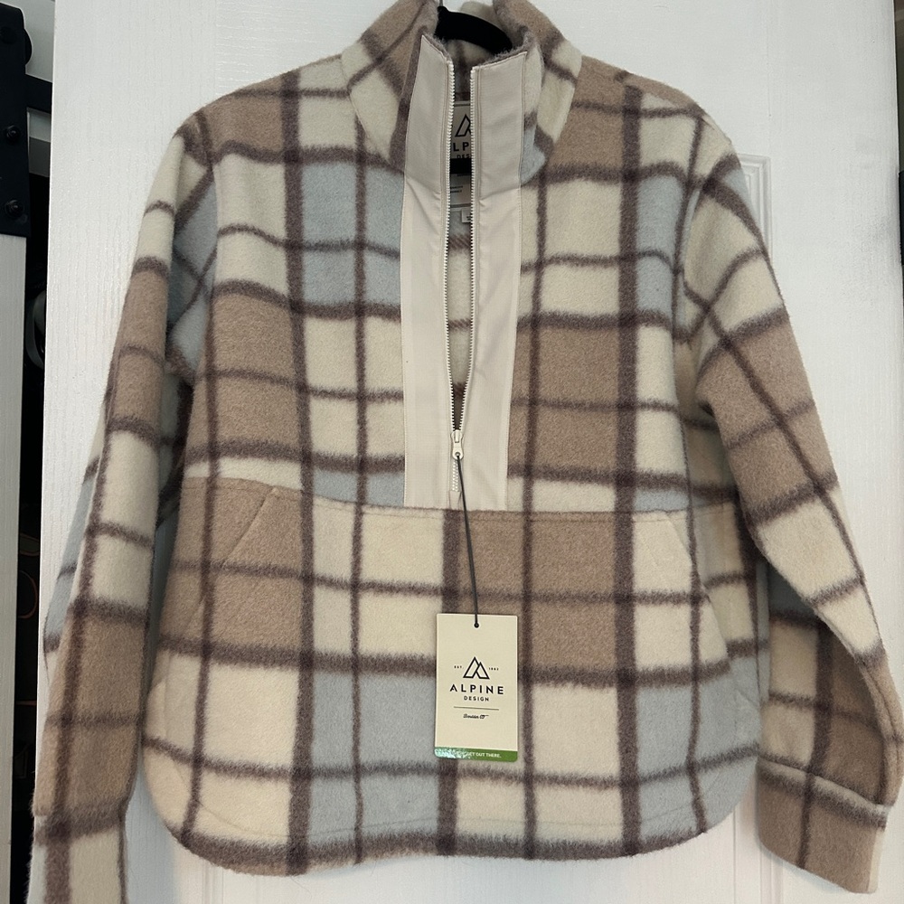 Alpine Tan Plaid Fleece Pullover
